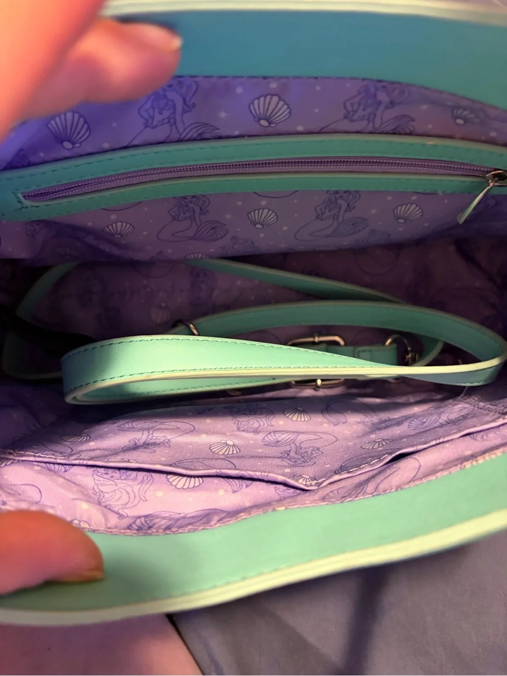 Loungefly Ariel and Eric Mint Trim Satchel
